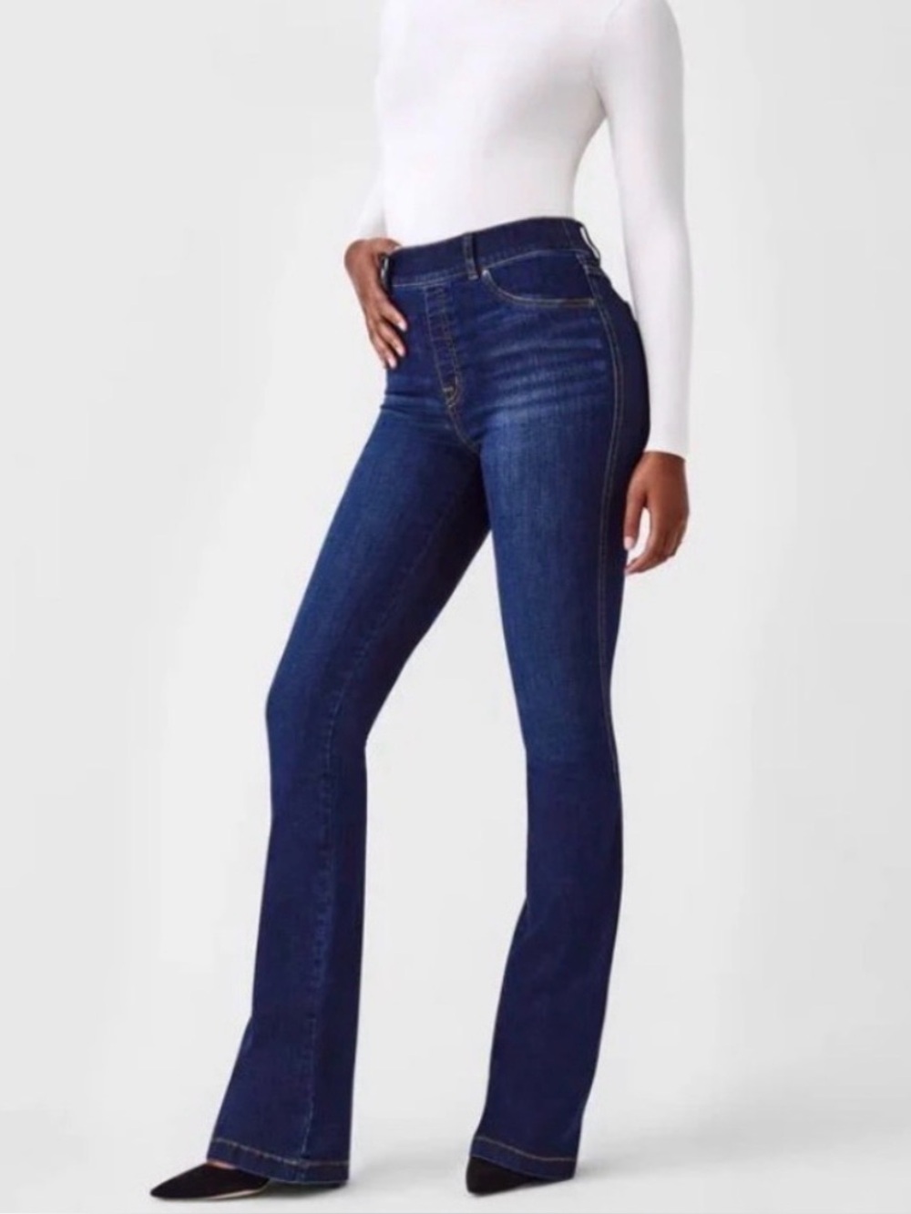 NWT SPANX Flare jeans in midnight blue, size M